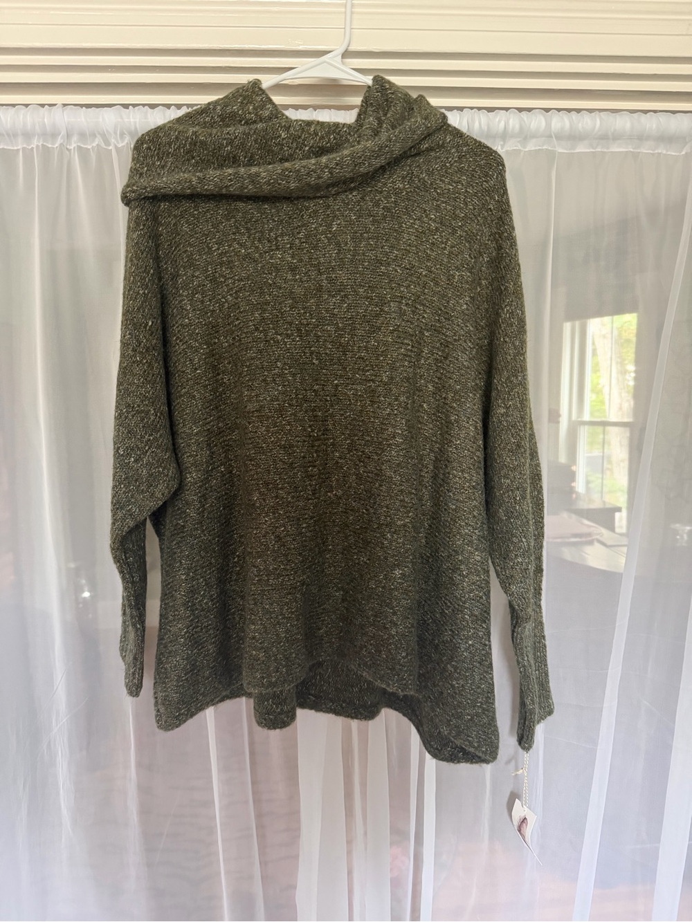 Jessica Simpson Olive Green Draped Cowl Neck Sweater